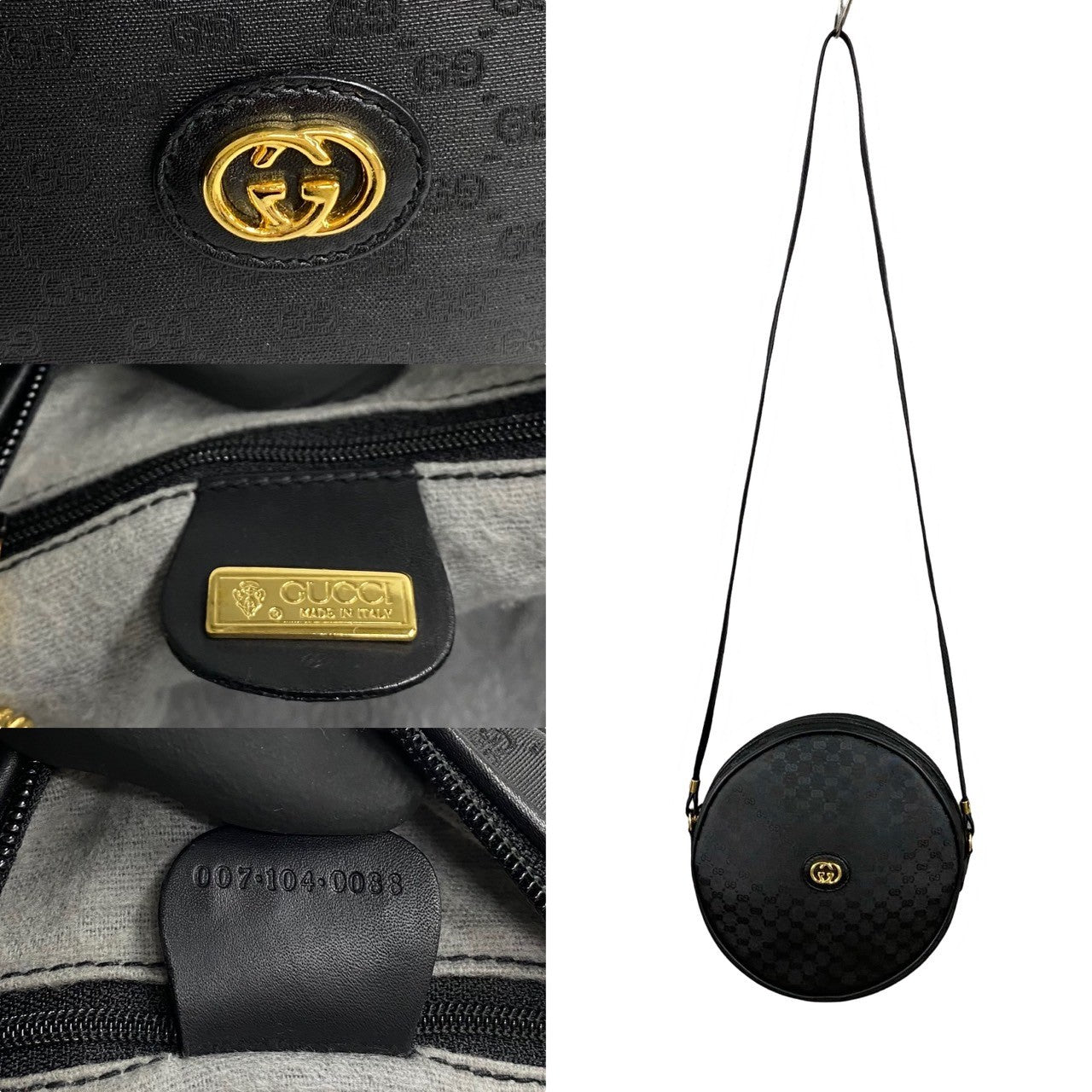 GUCCI Shoulder Bag PVC black Old Gucci