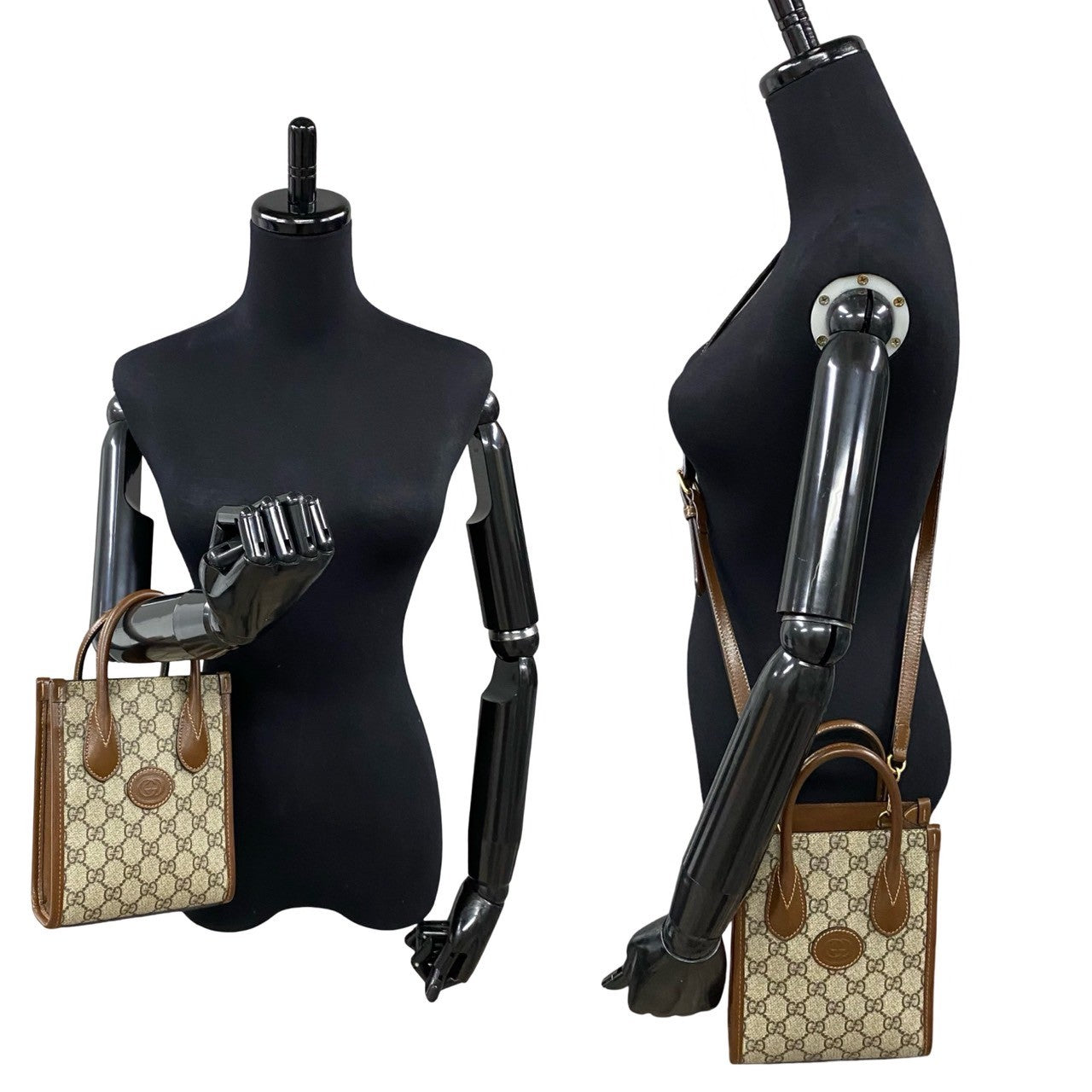GUCCI Shoulder Bag leather Brown Interlocking G
