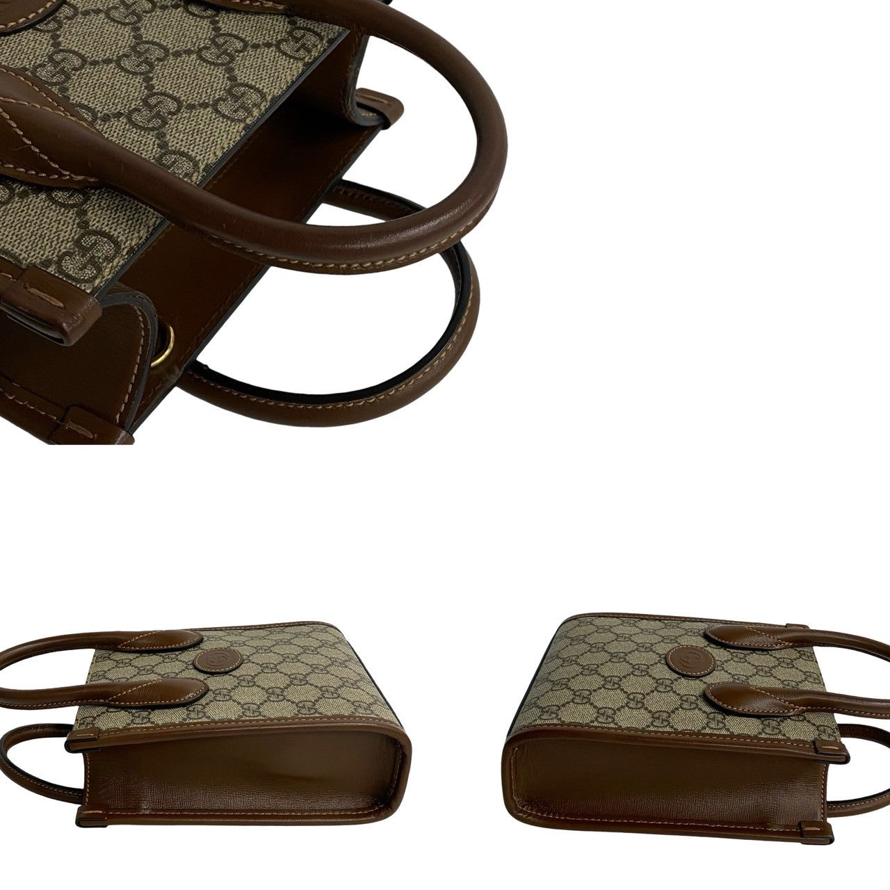 GUCCI Shoulder Bag leather Brown Interlocking G