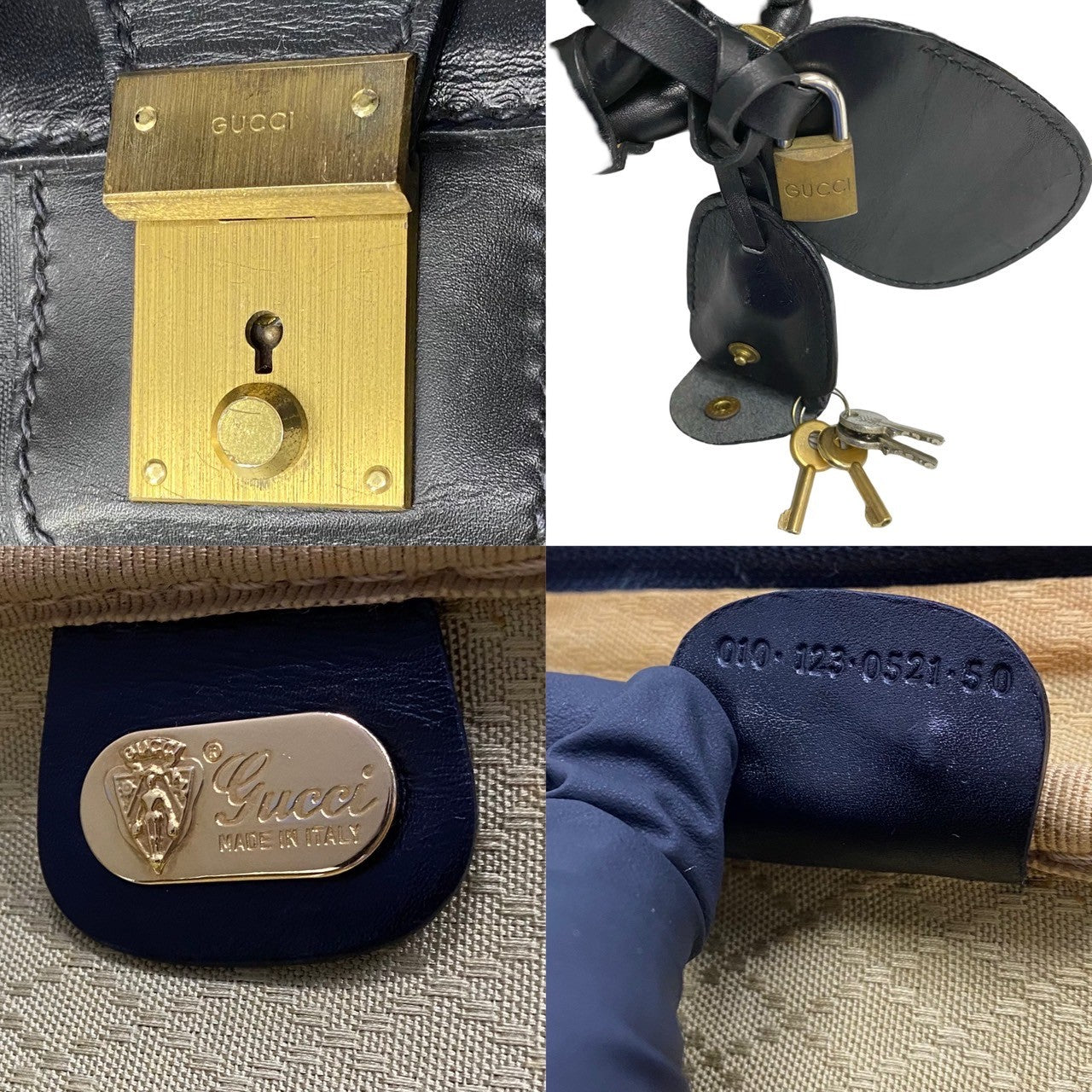 GUCCI Boston Duffel bag leather black Sherry line