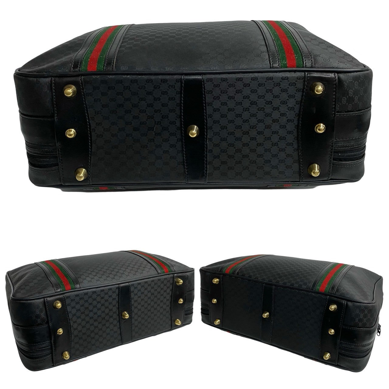 GUCCI Boston Duffel bag leather black Sherry line
