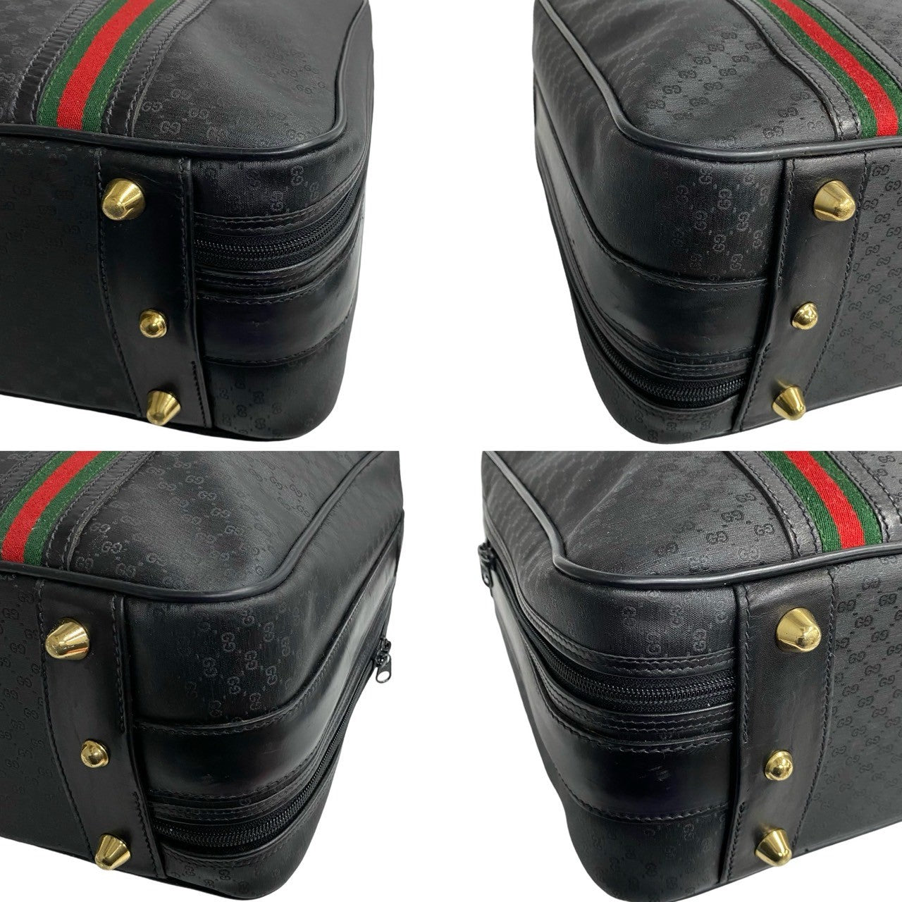 GUCCI Boston Duffel bag leather black Sherry line