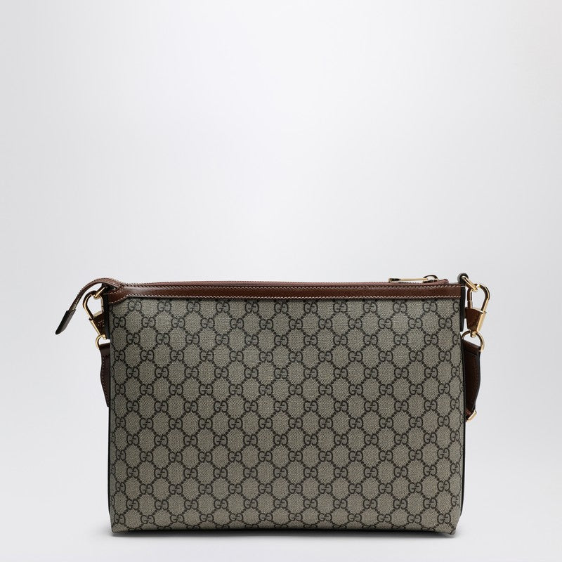 Gucci Small Shoulder Bag In Beige And Ebony Gg Fabric Men