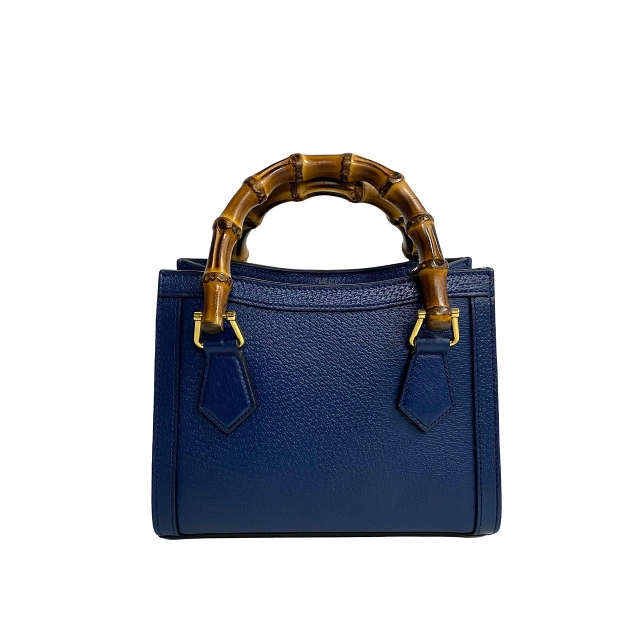 GUCCI Shoulder Bag leather Navy Shelly Line Bamboo Diana Tote