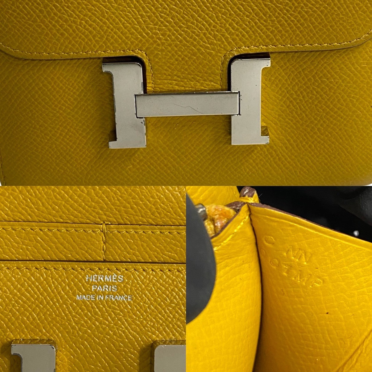 HERMES Bifold Wallet Epsom yellow Constance Compact