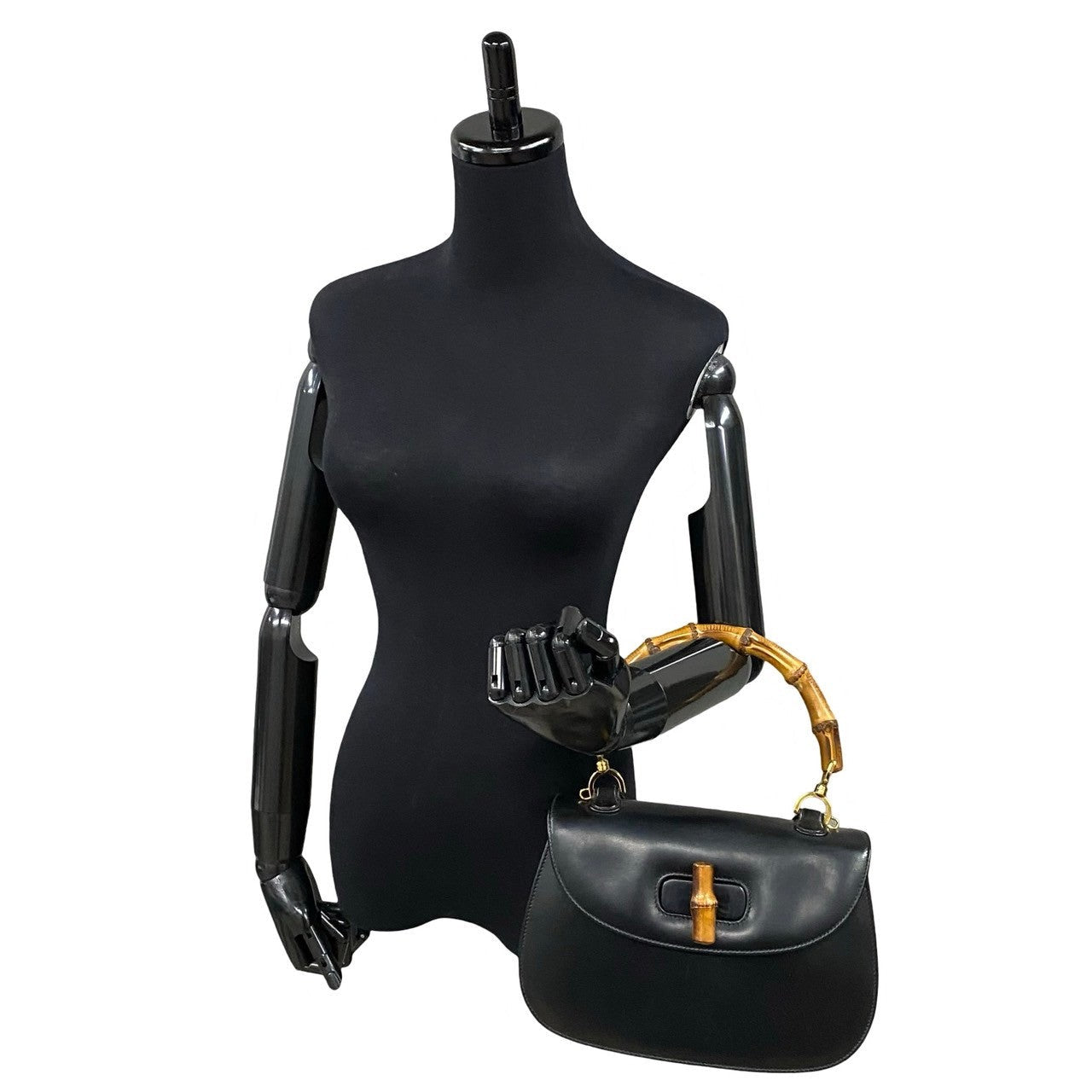 GUCCI Handbag Calfskin black Bamboo