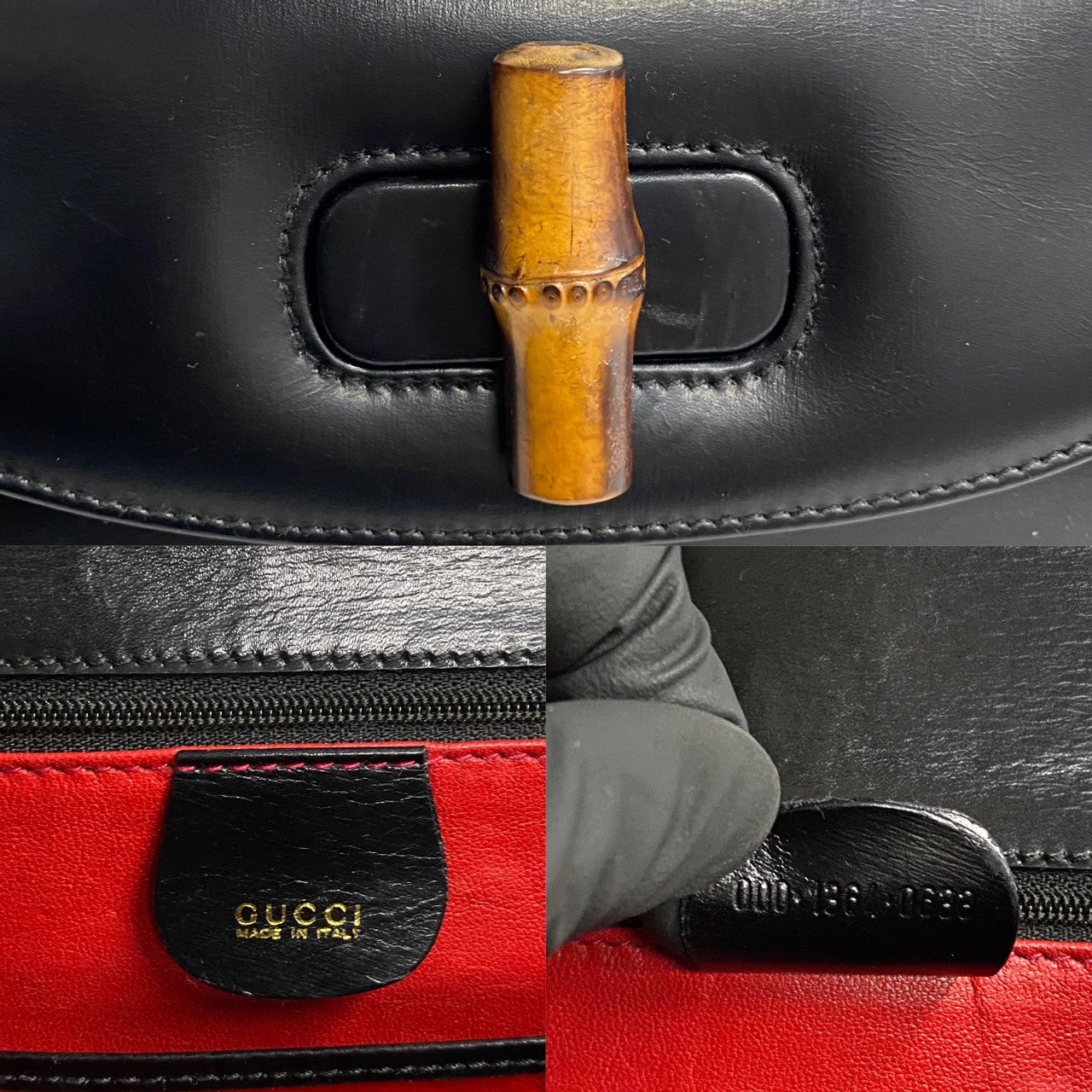 GUCCI Handbag Calfskin black Bamboo