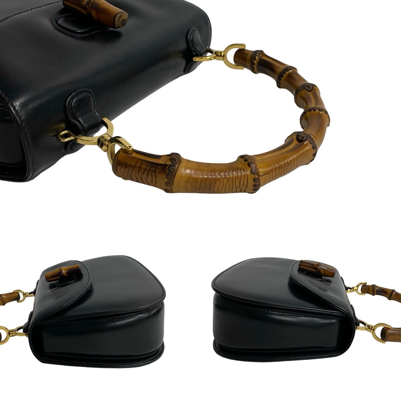 GUCCI Handbag Calfskin black Bamboo