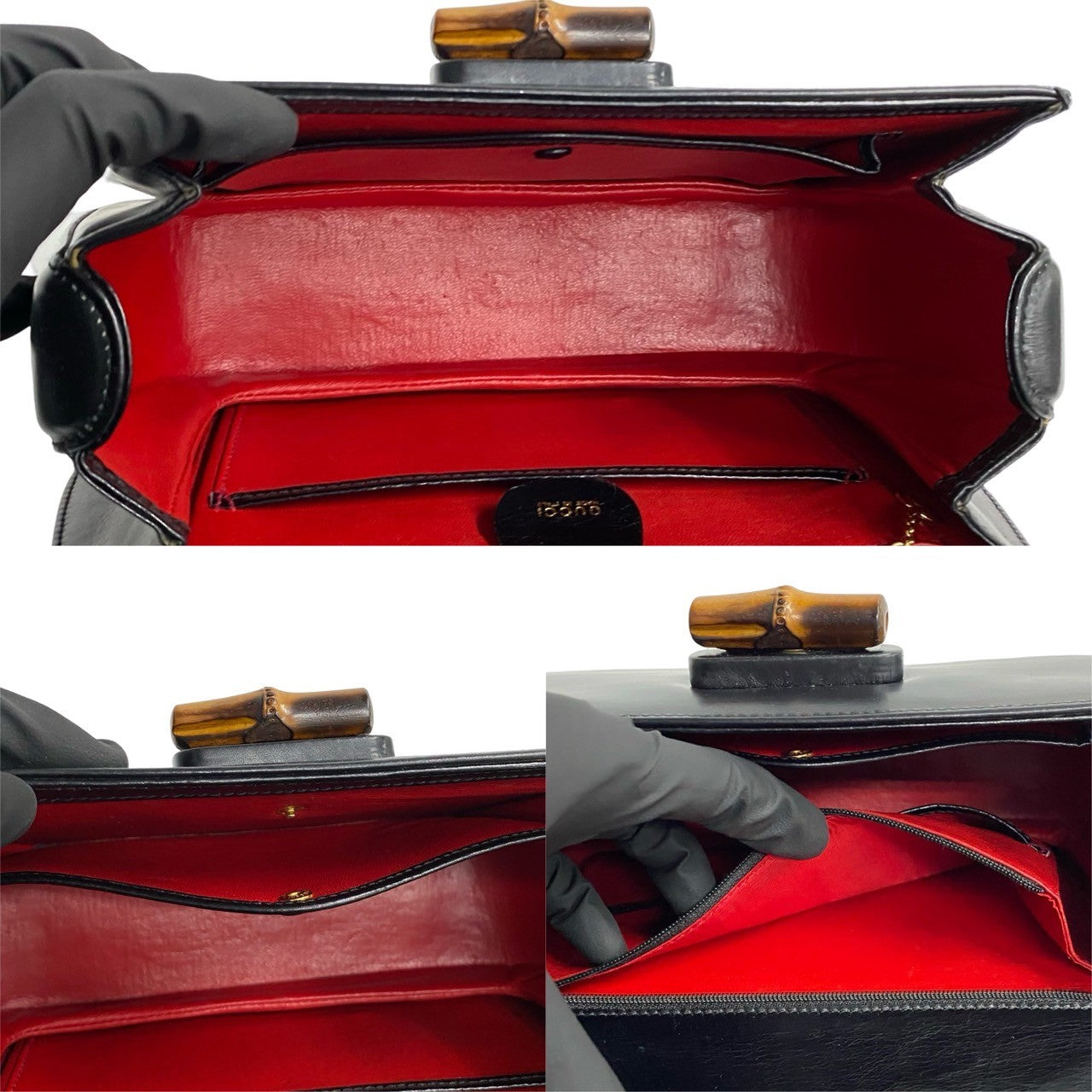 GUCCI Handbag Calfskin black Bamboo