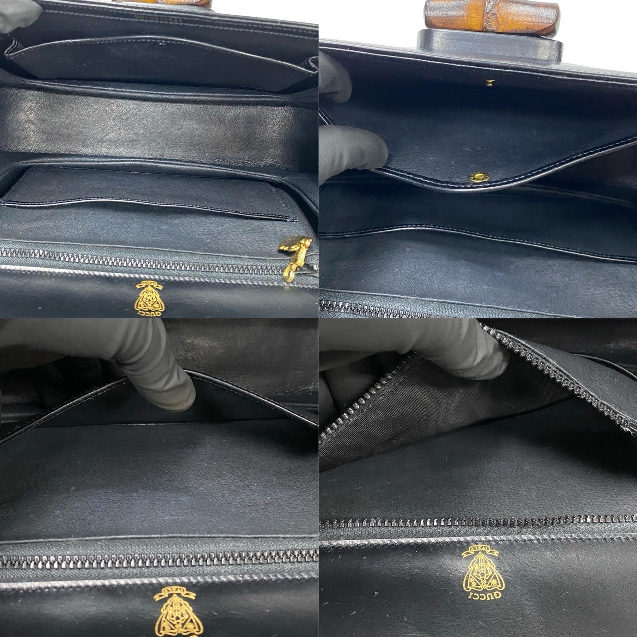 GUCCI Handbag Calfskin black Bamboo