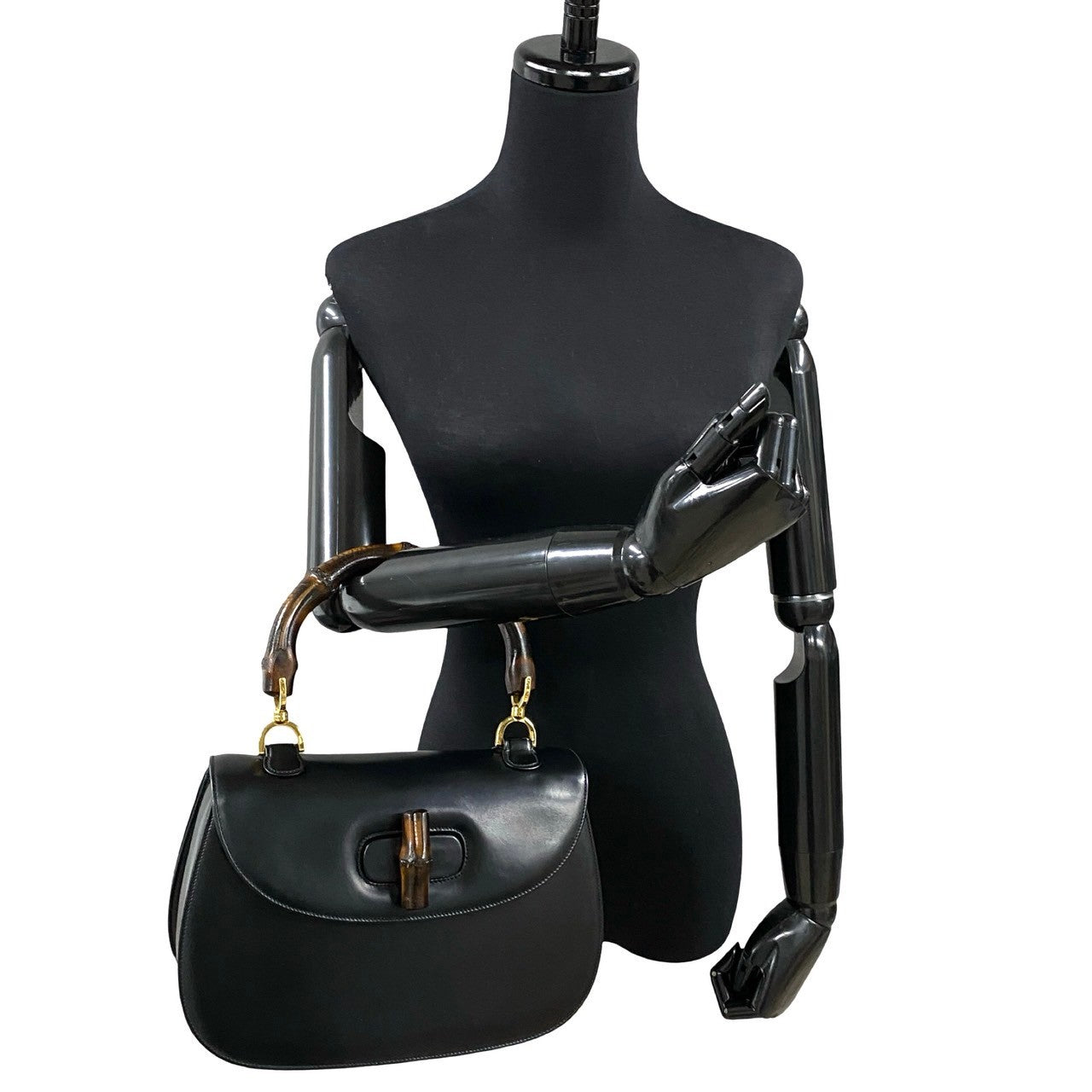 GUCCI Handbag Calfskin black Bamboo