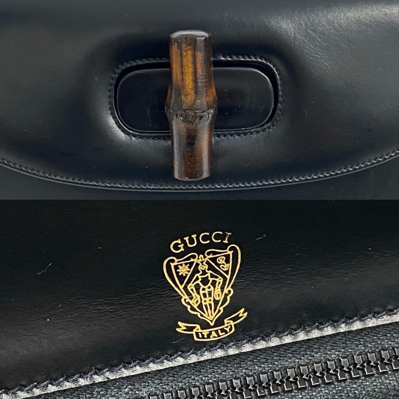 GUCCI Handbag Calfskin black Bamboo