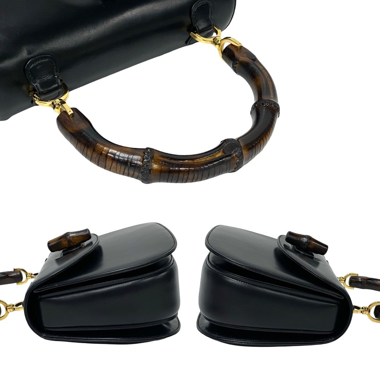 GUCCI Handbag Calfskin black Bamboo