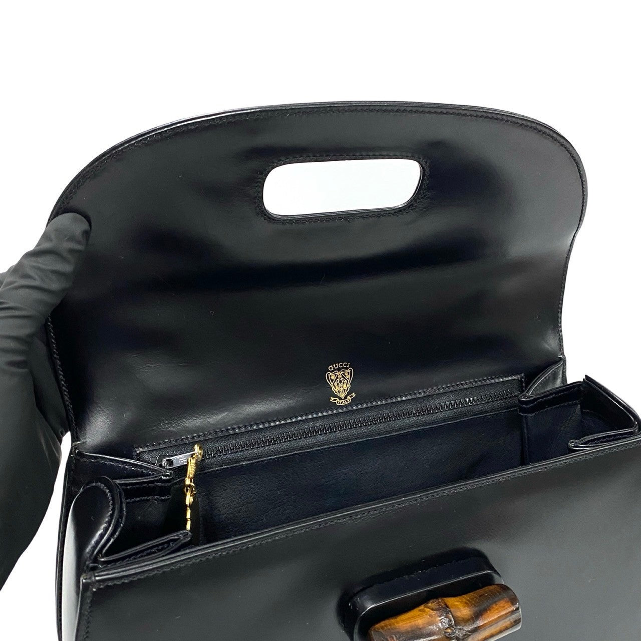 GUCCI Handbag Calfskin black Bamboo