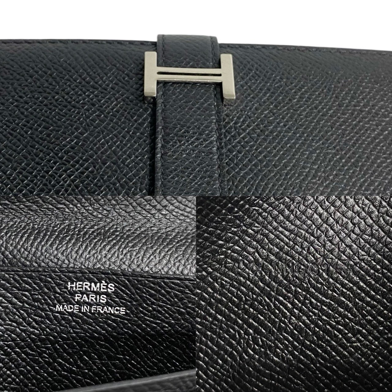 HERMES Tri-fold wallet Epsom black Bearn Dupri