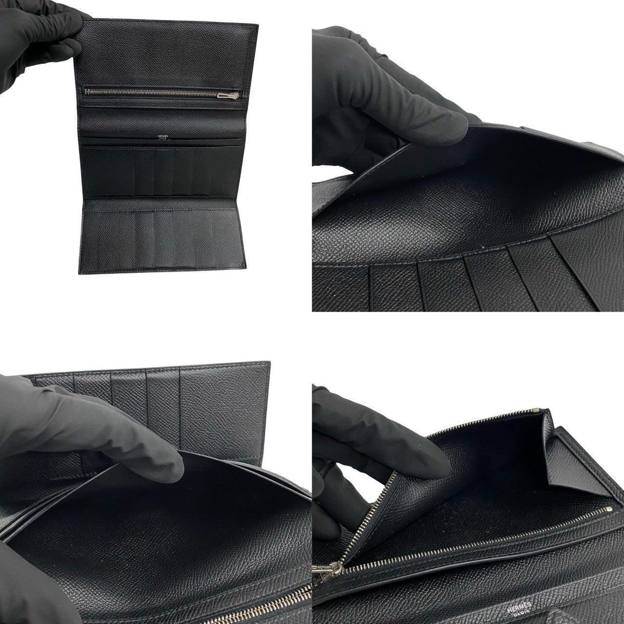 HERMES Tri-fold wallet Epsom black Bearn Dupri