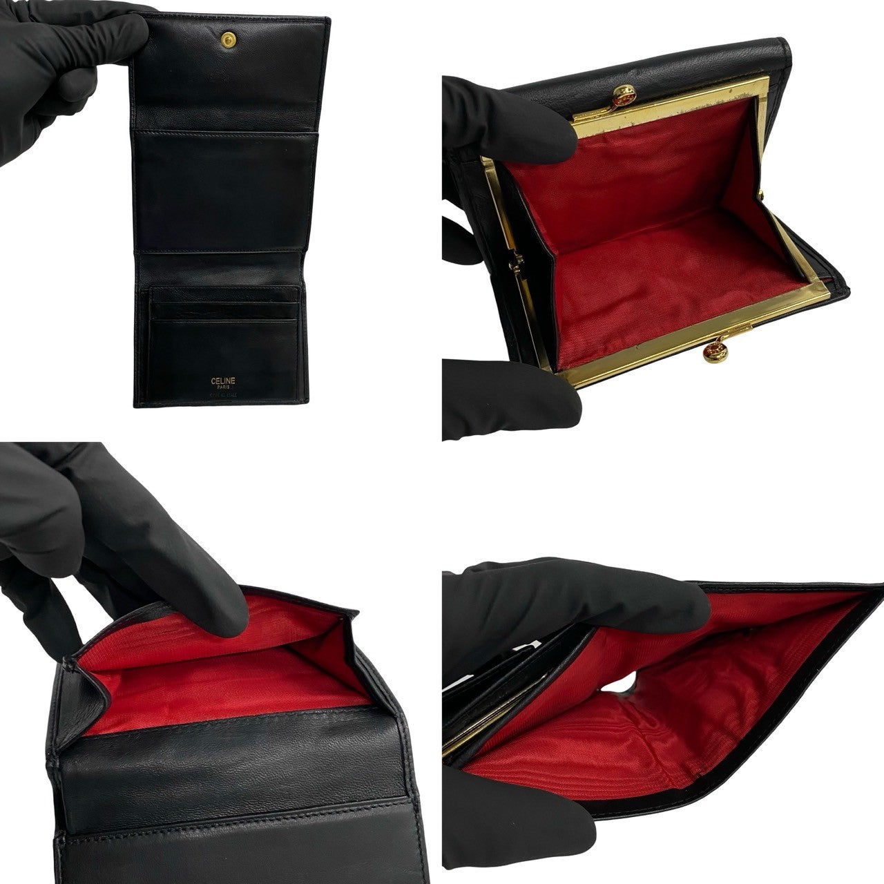 HERMES Tri-fold wallet Epsom black Bearn Dupri