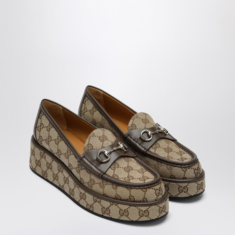 Gucci Loafer With Platform And Horsebit In Original Gg Fabric Women