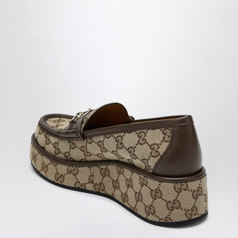 Gucci Loafer With Platform And Horsebit In Original Gg Fabric Women