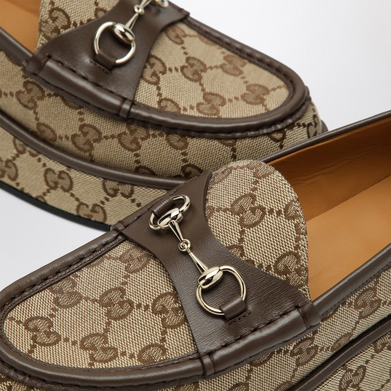 Gucci Loafer With Platform And Horsebit In Original Gg Fabric Women