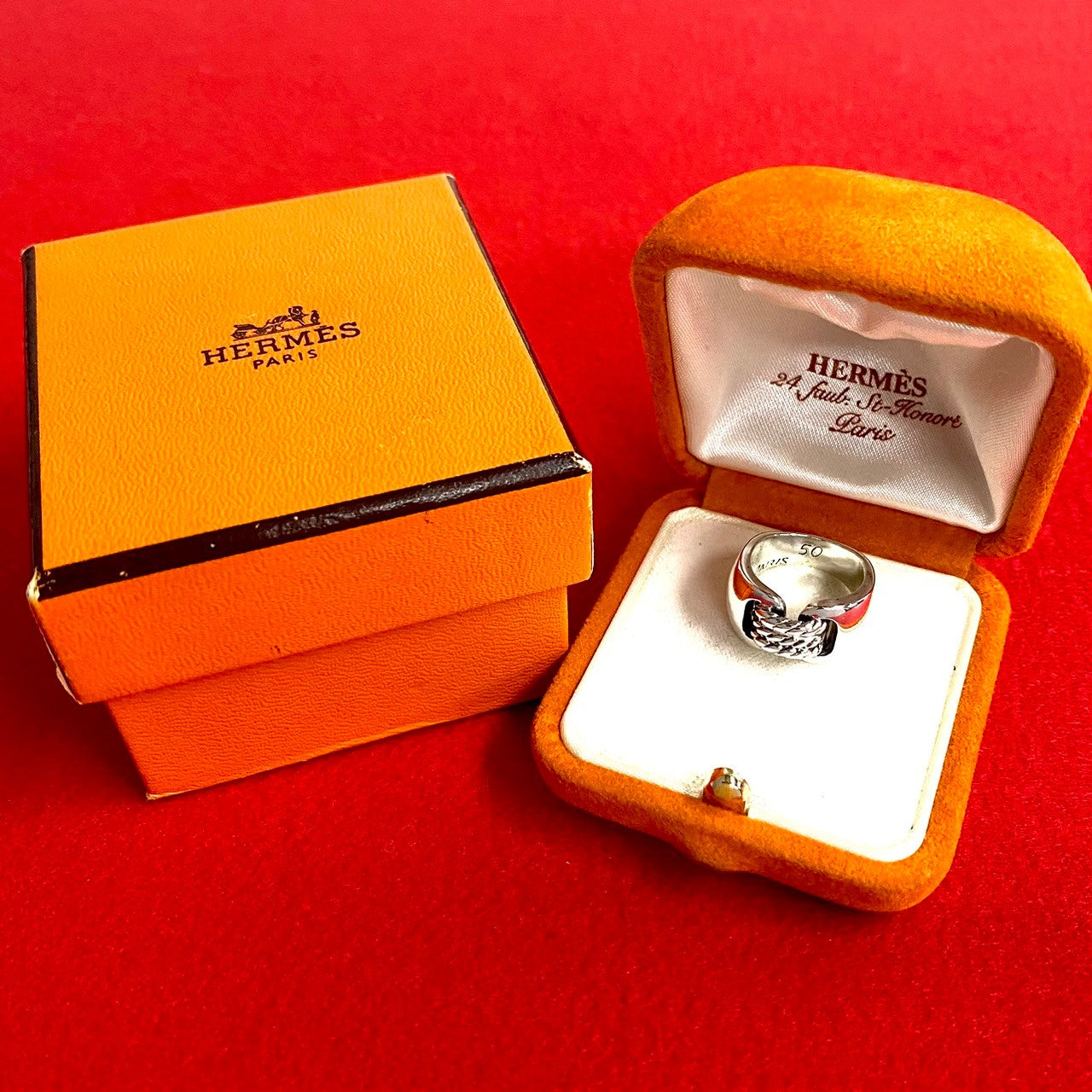 HERMES Ring Silver925 Silver Shrouding