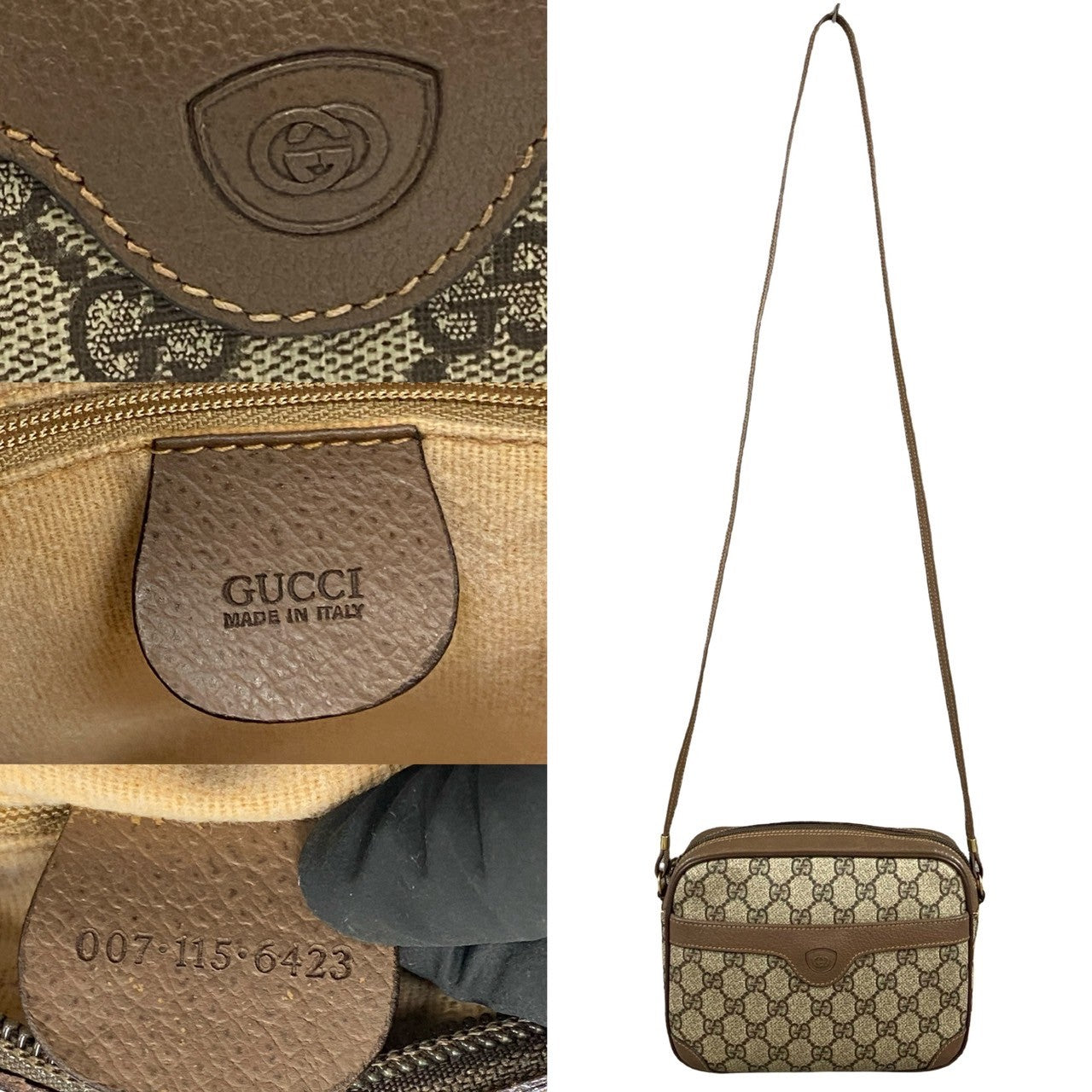 GUCCI Shoulder Bag leather Brown
