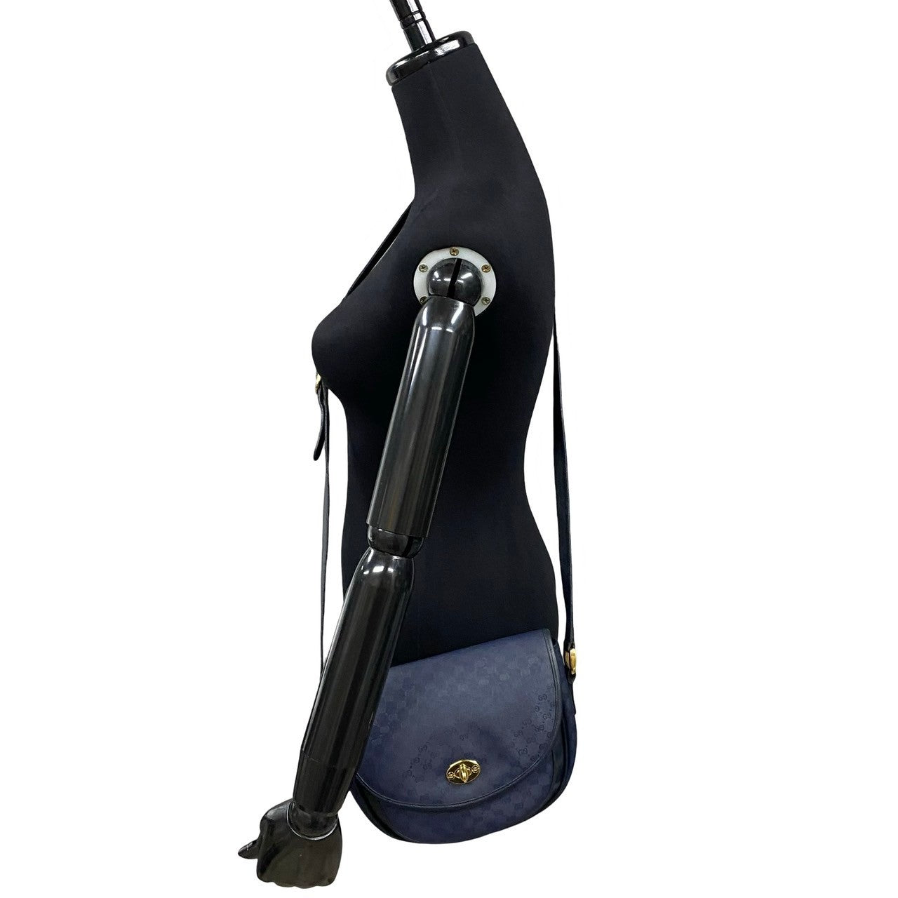GUCCI Shoulder Bag leather Navy Old Gucci