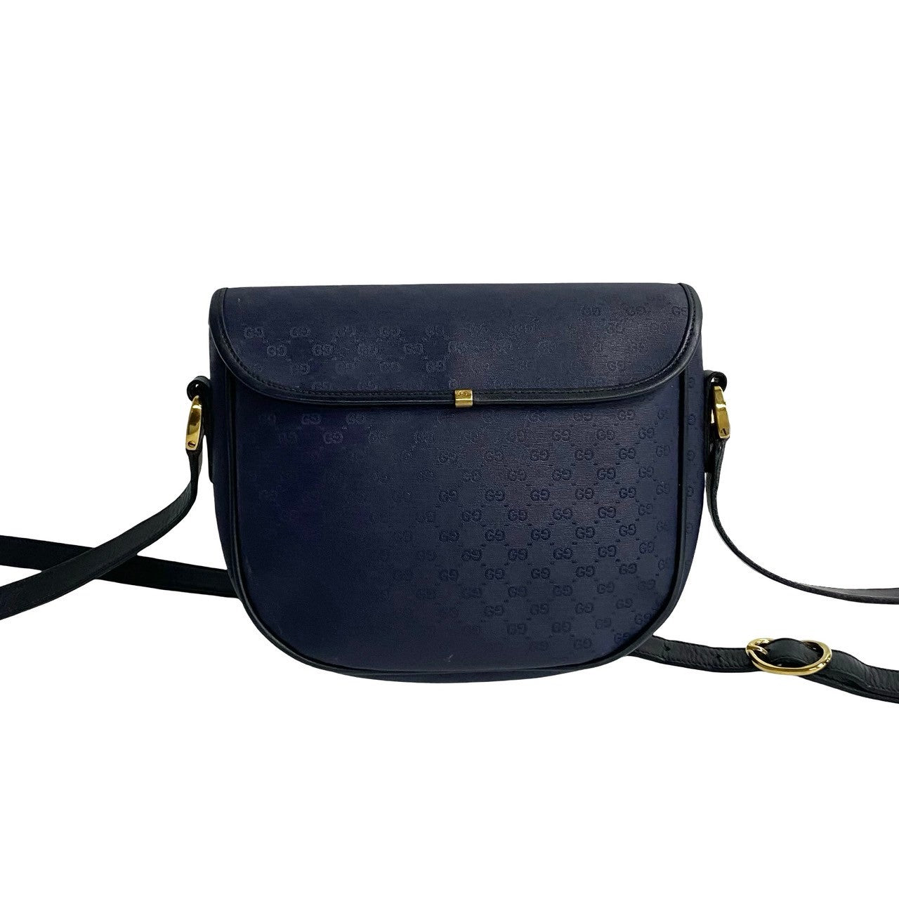 GUCCI Shoulder Bag leather Navy Old Gucci