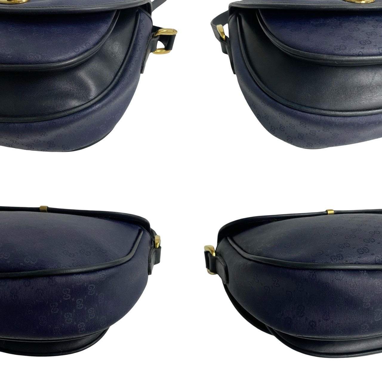 GUCCI Shoulder Bag leather Navy Old Gucci