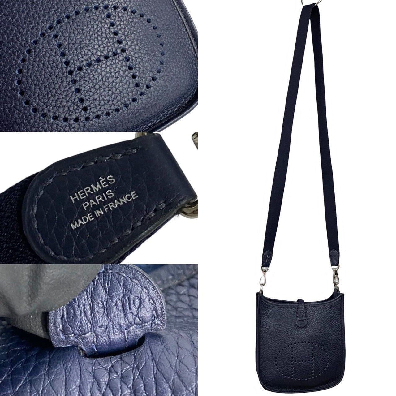 HERMES Shoulder Bag Taurillon Clemence blue Evelyn TPM