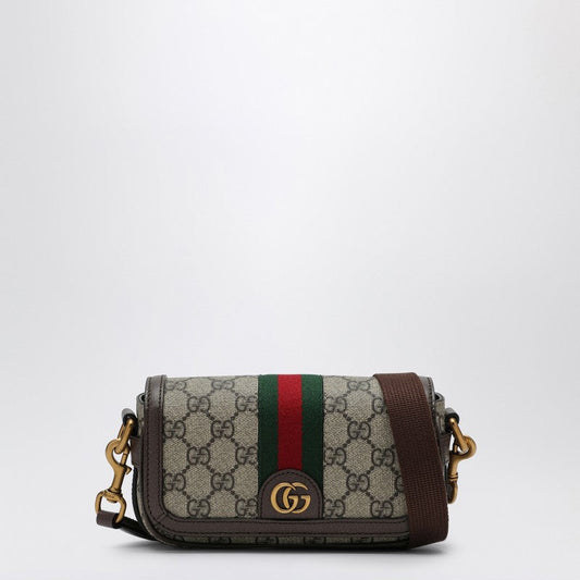 Gucci Ophidia Mini Bag In Beige/Ebony Gg Fabric Men