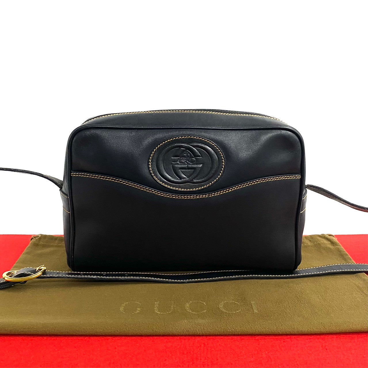 GUCCI Shoulder Bag leather black