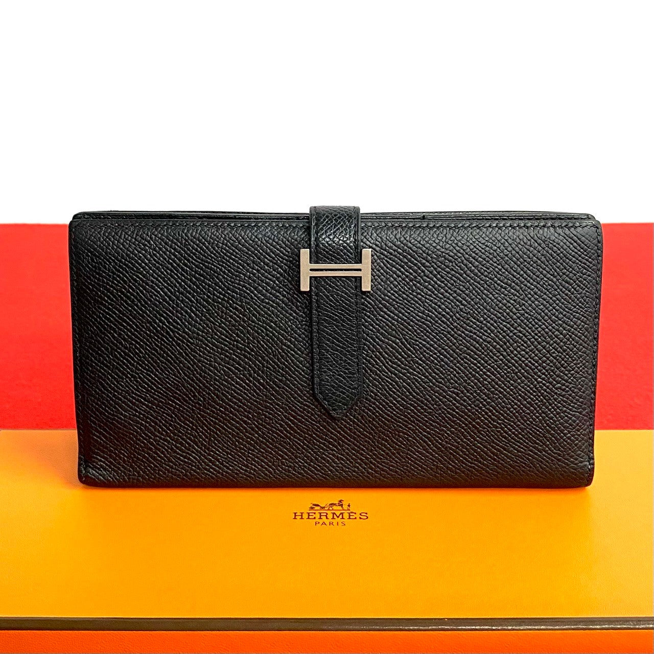 HERMES Long Wallet Purse Epsom black Beansufla
