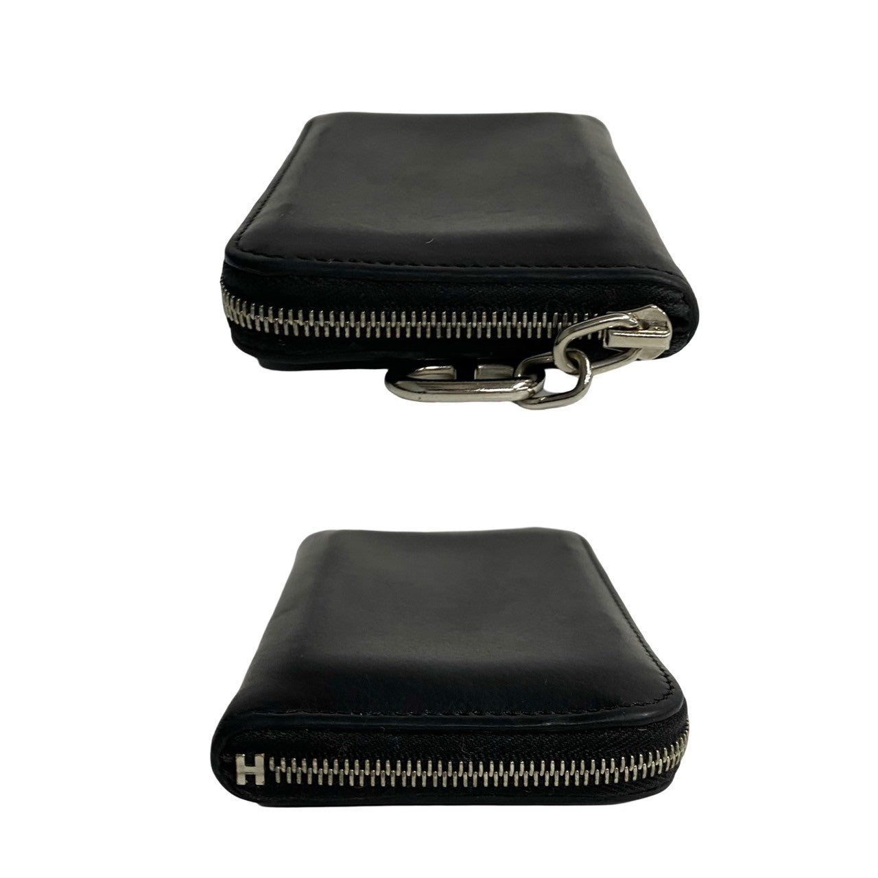 HERMES Card Case leather black Chene Dunkle Card Coin case