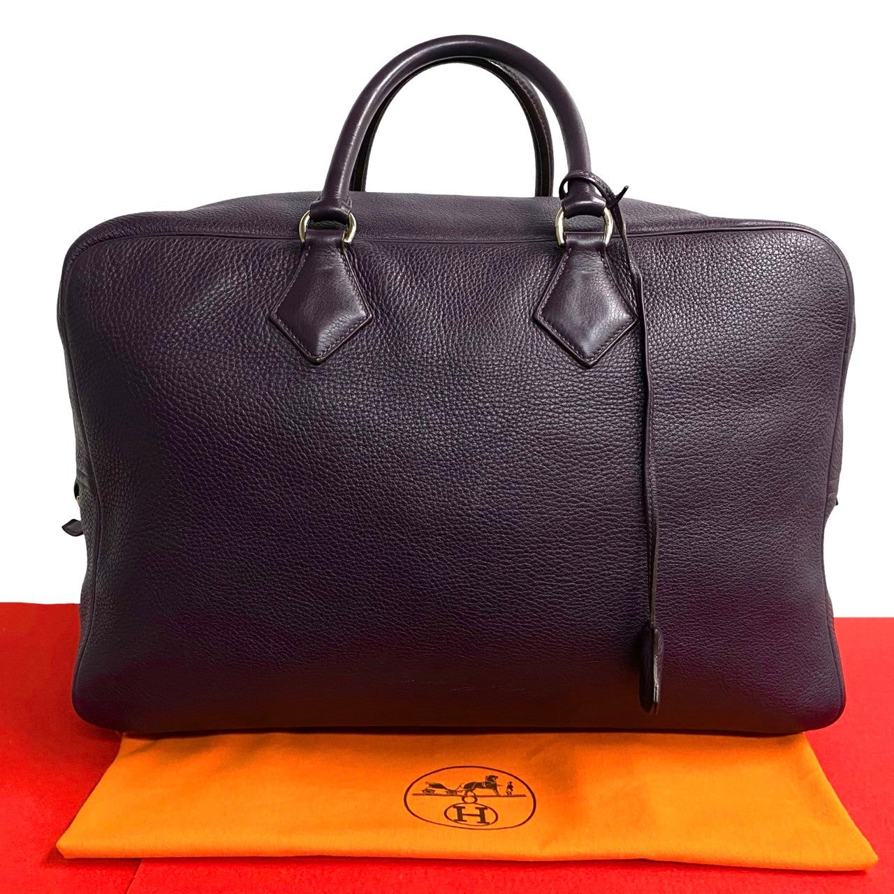 HERMES Boston Duffel bag Ardenne purple Plum 45