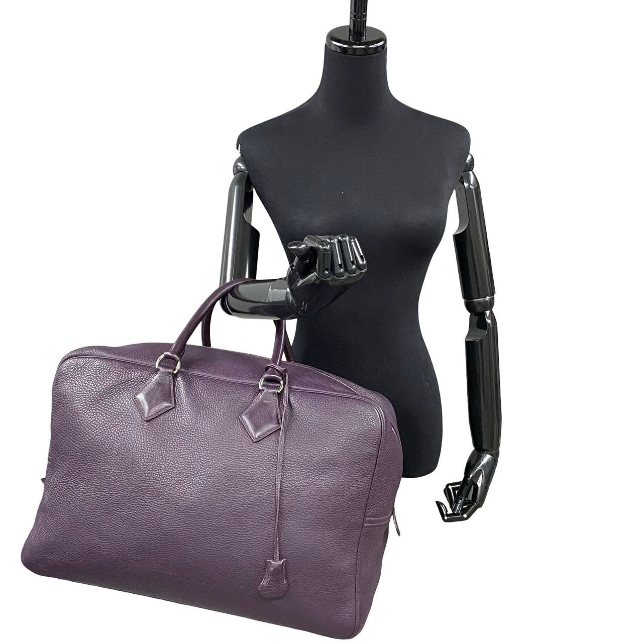 HERMES Boston Duffel bag Ardenne purple Plum 45
