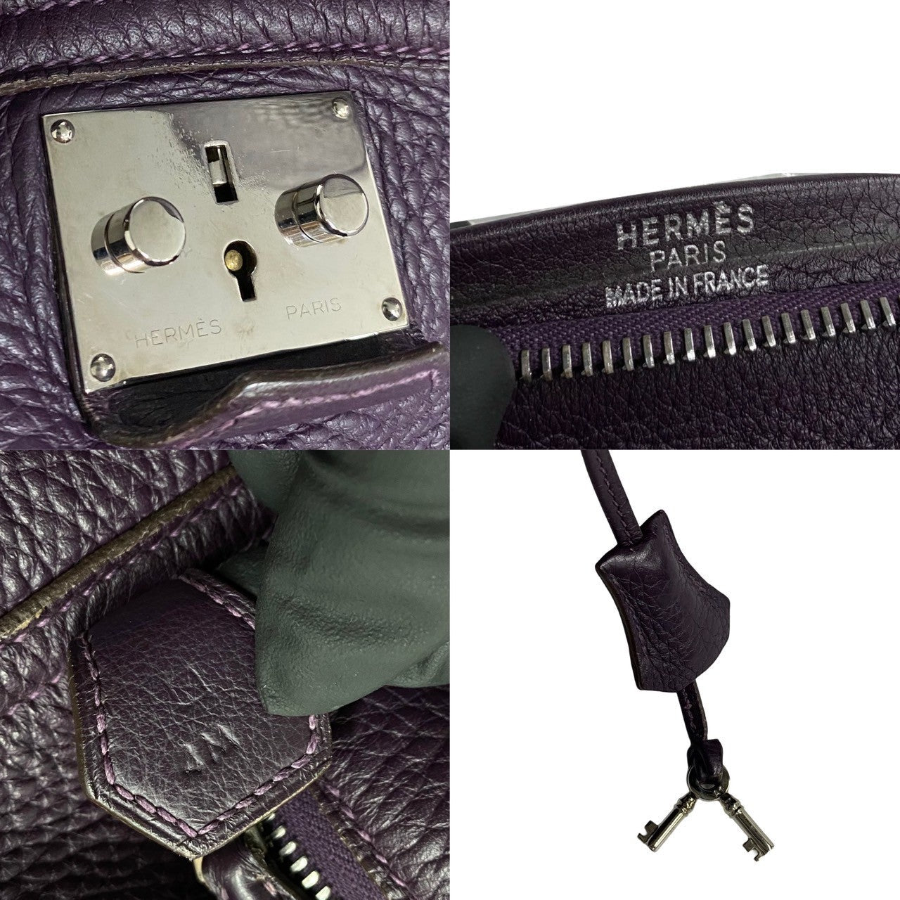 HERMES Boston Duffel bag Ardenne purple Plum 45