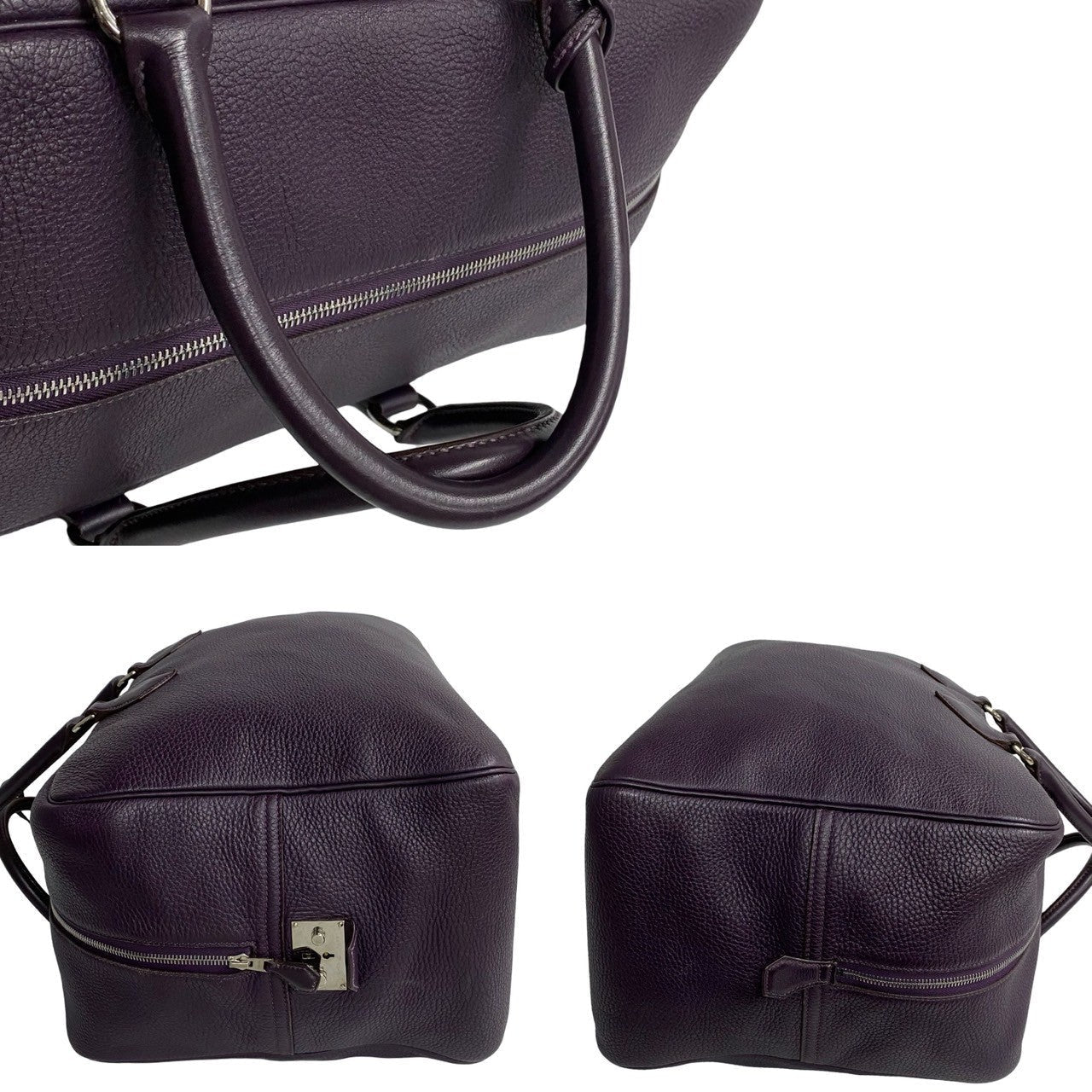 HERMES Boston Duffel bag Ardenne purple Plum 45