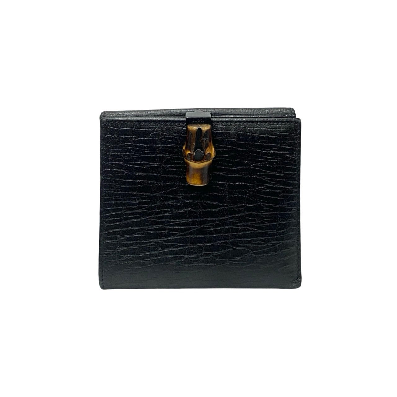 GUCCI Bifold Wallet leather black Bamboo