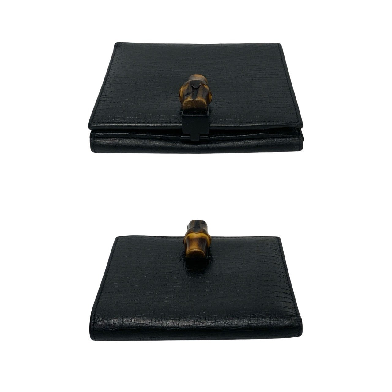 GUCCI Bifold Wallet leather black Bamboo