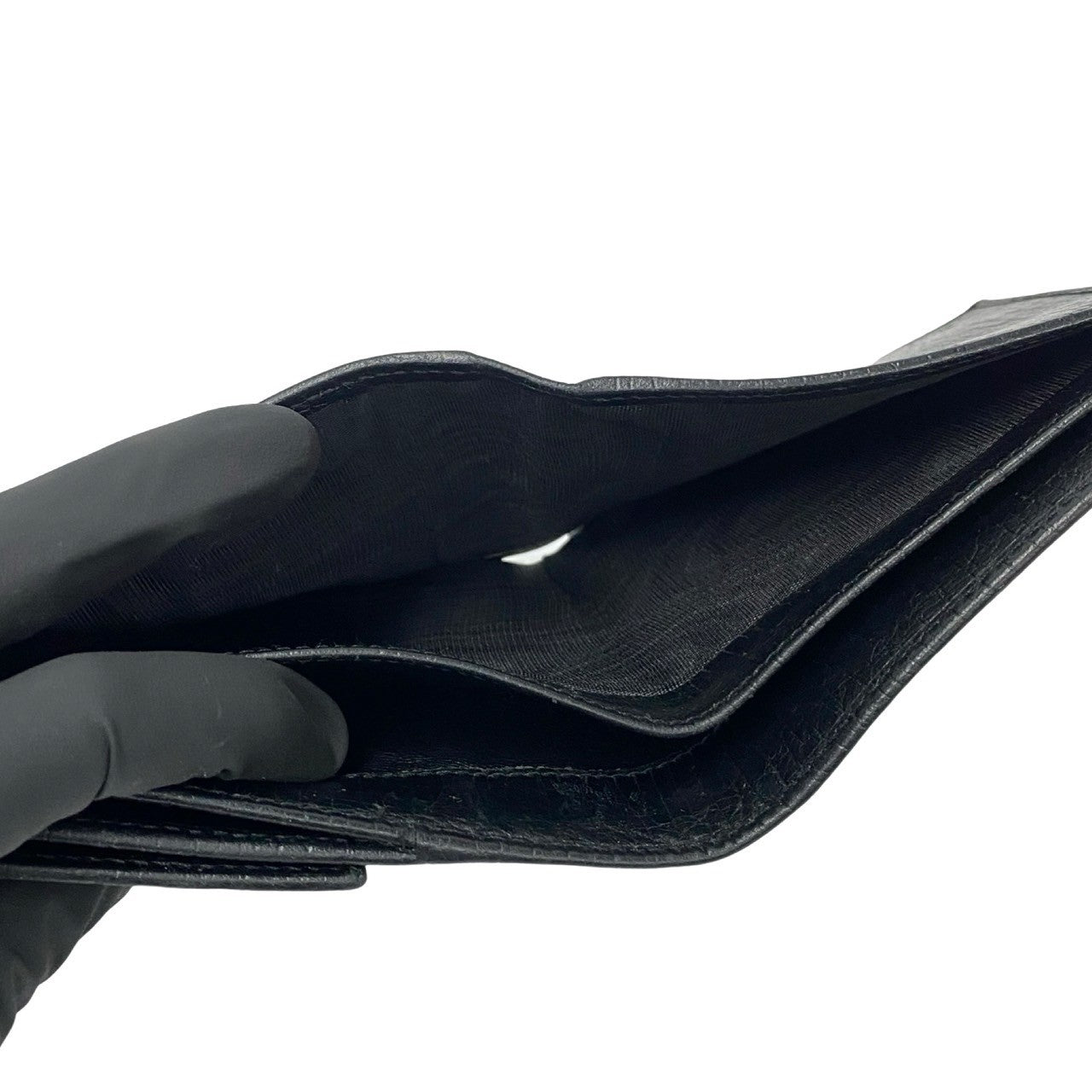 GUCCI Bifold Wallet leather black Bamboo