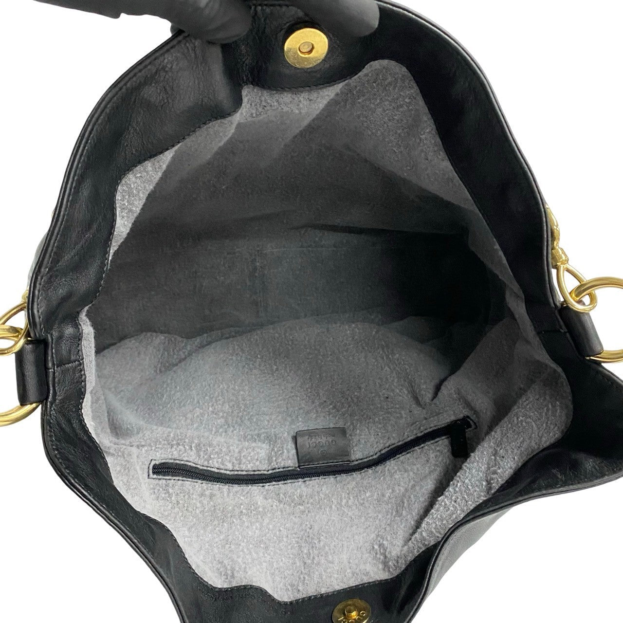 GUCCI Shoulder Bag leather black Bamboo