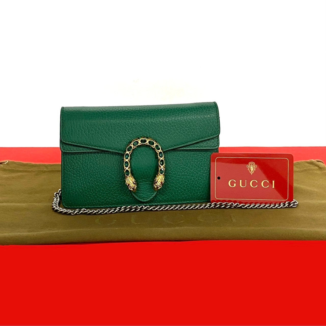 GUCCI Shoulder Bag leather green Duonisos super mini bag