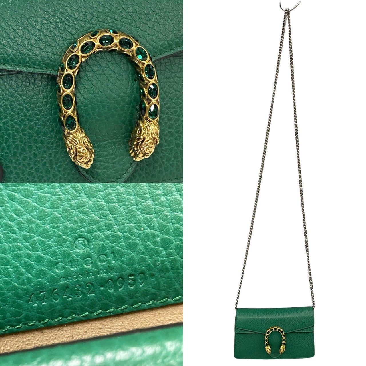 GUCCI Shoulder Bag leather green Duonisos super mini bag