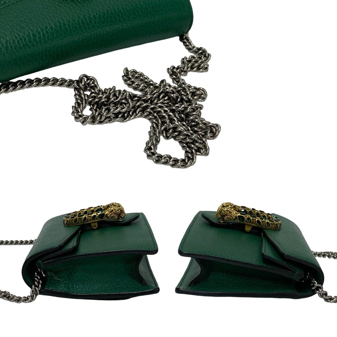GUCCI Shoulder Bag leather green Duonisos super mini bag