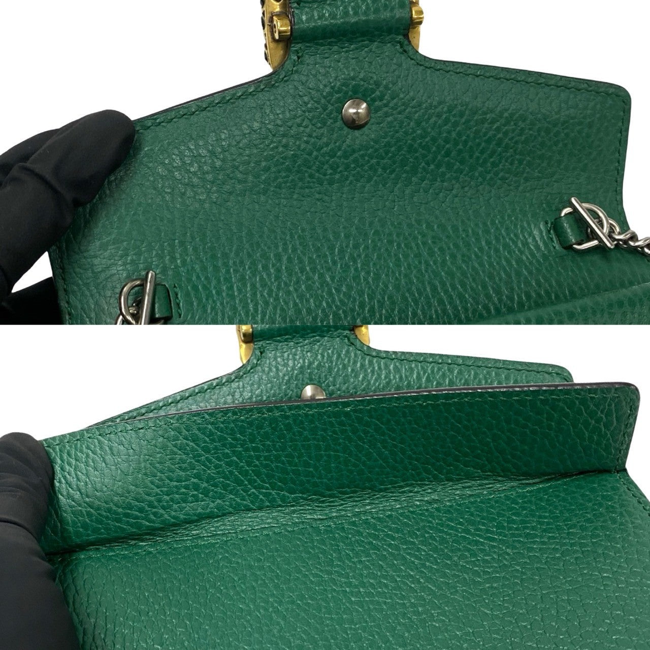 GUCCI Shoulder Bag leather green Duonisos super mini bag