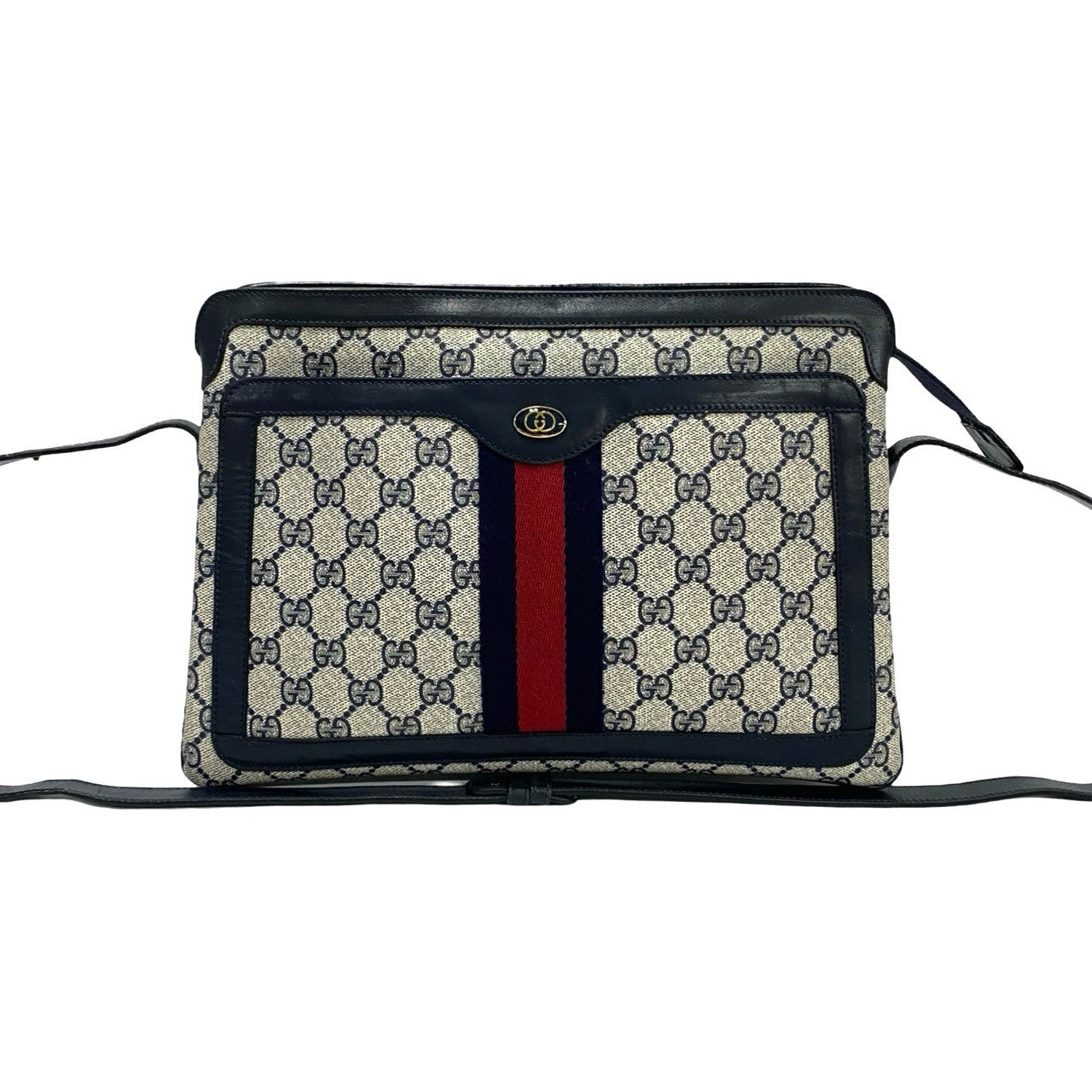 GUCCI Shoulder Bag PVC Navy Sherry line