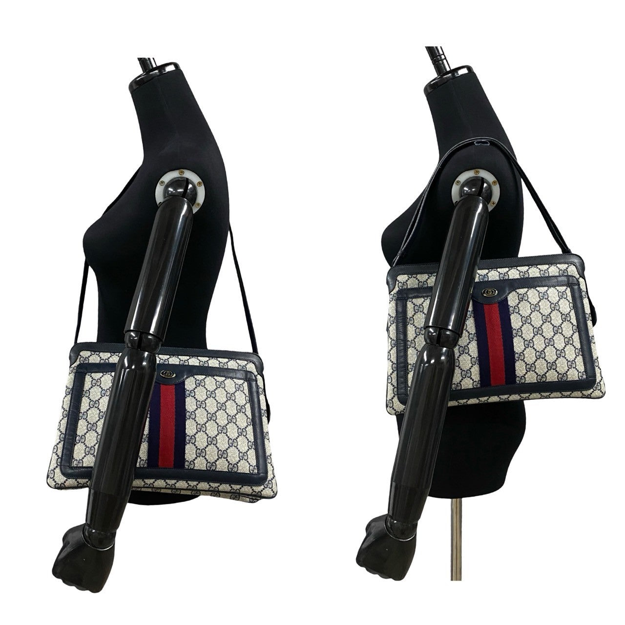 GUCCI Shoulder Bag PVC Navy Sherry line