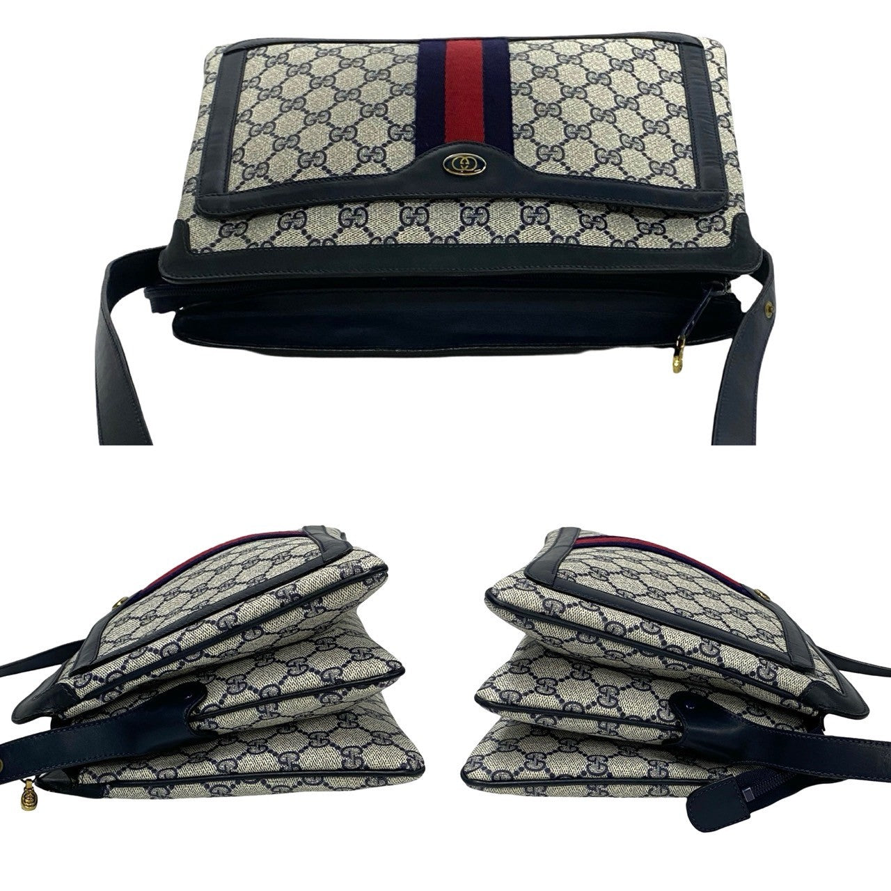 GUCCI Shoulder Bag PVC Navy Sherry line