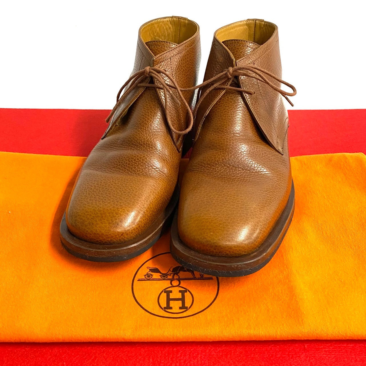 HERMES boots leather Brown